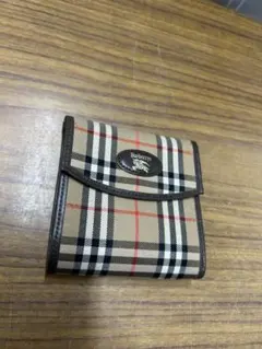【訳アリ】BURBERRY 三つ折財布 ノバチェック ホースロゴ ブラウン