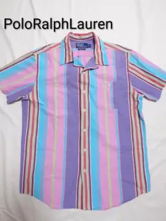 90s Polo Ralph Lauren 半袖シャツ ストライプ 開襟シャツ