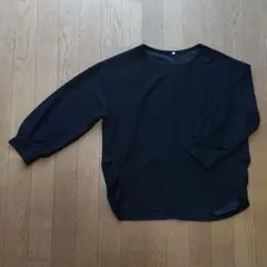 しまむら　半端袖カットソー　ブラック