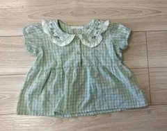 チェック かわいいワンピース グリーン サイズ90レース襟　女の子　キッズ