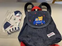 【美品】miki HOUSE デニムリュックとソックスセット