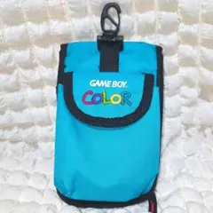 Game Boy Color original pouch, blue, retro style.