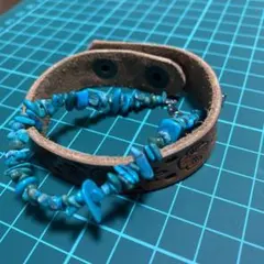 革ブレス＋ターコイズ風ブレス