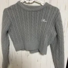 グレー ケーブルニット クロップド clear