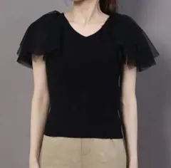 スナイデル SNIDEL フリルチュールスリーブニットプルオーバー