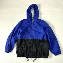 エディーバウアー ナイロン切替ジャケット S 青×黒 ゆるダボビッグシルエット