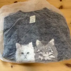 新品未開封 ジェラートピケ ツインキャットジャガードワンピース ネイビー(089