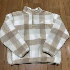 Nike チェック柄 ハーフジップ フリースジャケット XL