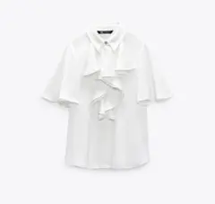ZARA サテンフリルブラウス