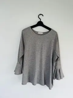グレー フレア袖 ラウンドネック トップス 大きいサイズ 5L 春物 即購入OK
