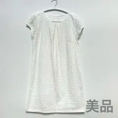 美品★ナチュラルビューティーベーシックホワイト レース半袖チュニックMサイズ