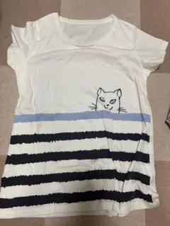 猫イラスト 半袖Tシャツ アイボリー