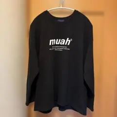 muahmuah ロゴプリント クルーネック スウェット ブラック