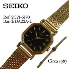 美品 1987年製 SEIKO クォーツ 黒文字盤 純正ベルト ヴィンテージ