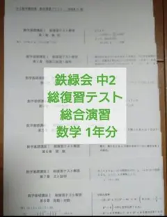 鉄緑会中2数学基礎講座Ⅰ 復習テスト全42回解答プリントセット（2020