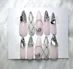 ネイルチップ ワンホン 韓国 スナ系 フレンチガーリー ガーリー ロングポイント