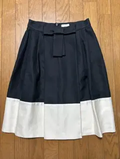 kate spade リボン付き黒白フレアスカート