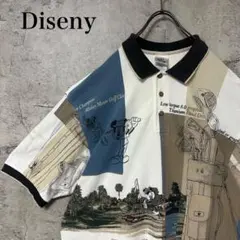 【超人気◎】Disney　ポロシャツ　ミッキー　ゴルフ　総柄　古着　90s