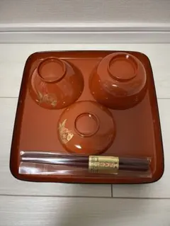 【美品】お食い初め　食器セット　会津塗