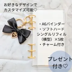 特典付き❤️A6 アクリルバインダー シングルリフィル5枚 チャーム付き 貯金