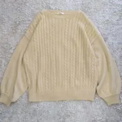 未使用美品 コルザ ライトイエロー ケーブル編み コットンニット Mサイズ