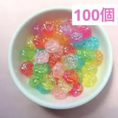 【100個】お花ビーズ　ビーズ　アクリルビーズ　ブレスレット