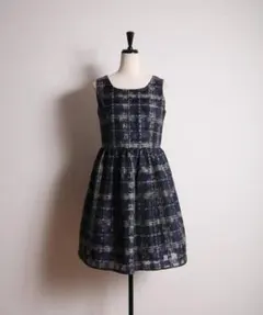 tocco シアーチェック 小花柄 ワンピース