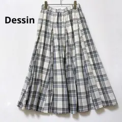 【デッサン】チェック　ロング　スカート　フレア　ブルー　M L ワールドのサムネイル