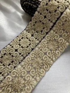 インド刺繍リボン 50cmカット 2本セット SALE インドリボン 刺繍 ザリ