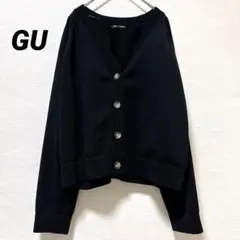 GU ジーユー♡スポンジニット Vネックカーディガン ブラック XL 羽織り 黒