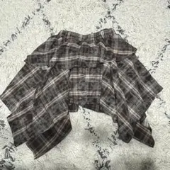 WEGO チェック柄フレアスカート ブラウン系