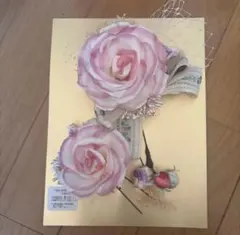 和装髪飾り ピンクのバラ