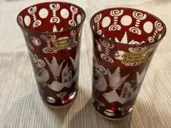 【エーゲルマン】ルビーレッド　グラス 2客セット 箱付き