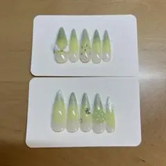 ネイルチップ　羽　クローバー　星　グリーン　マグネットネイル