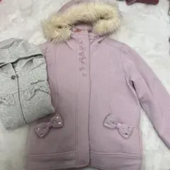 メゾピアノ　ファー付き2way ジャンパー　コート＆パーカーセット　130㎝