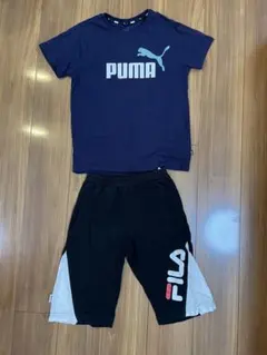 子供用、プーマTシャツ、FILA短パンのセット
