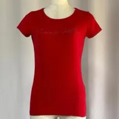 トミーヒルフィガー キラキラ スタッズ ビジューロゴ Tシャツ 赤 S