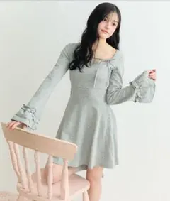 TITTY&CO. フリルスリーブリボンワンピース