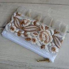 【夏限定販売】インド刺繍リボンのミニポーチ　12cmファスナー