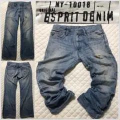 韓国購入 ESPRIT ダメージジーンズ インディゴブリーチ