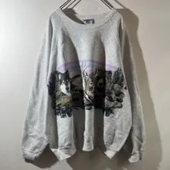 K-1 ヴィンテージ Lee 動物プリント ラグラン スウェット 4XL グレー