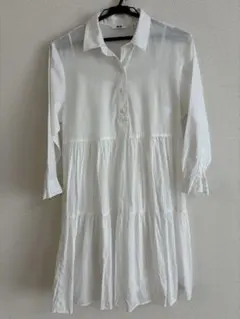 ユニクロ　ホワイト シャツワンピース Sサイズ