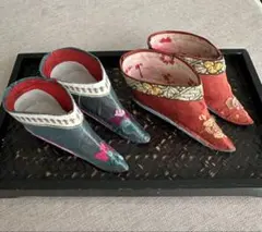 旧家蔵出 時代物 中国清代のアンティーク 貴族家三寸金蓮 女性の靴