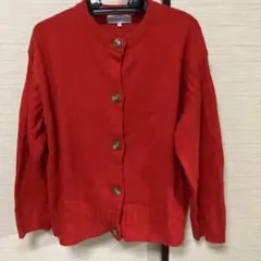 赤色 クルーネック カーディガン