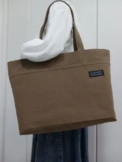 9号帆布ハンドメイドト－トバック肩がけポケットいっぱい☆カ－キブラウン