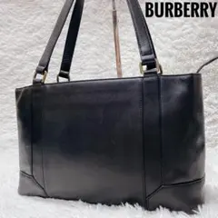 BURBERRY 黒　トートバッグ　ノヴァチェック　レディース　ロングハンドル
