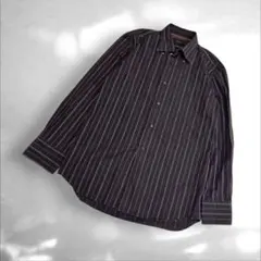 ダーバンDURBAN ビジネスシャツ ブラウン ストライプ イタリア製M（C3のサムネイル