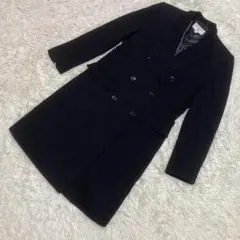 美品　UNIQLO ユニクロ　ロングコート　黒　ダブルボタン　ウール　Mサイズ