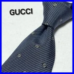 【美品】グッチ ネクタイ インターロッキングGG ネイビー 箱付き プレゼント