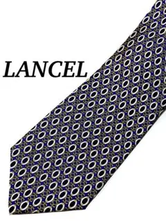 まとめ購入で大幅割引 極美品 LANCEL 幾何学模様 ネクタイ シルク